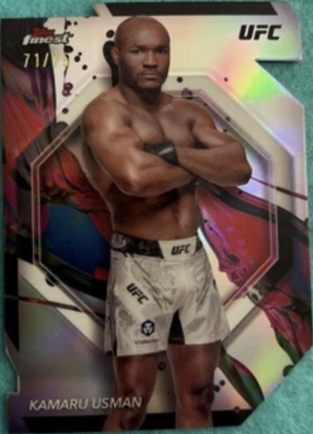Kamaru Usman 2024 Topps Finest UFC Base Common #33 Die-Cut Refractor
