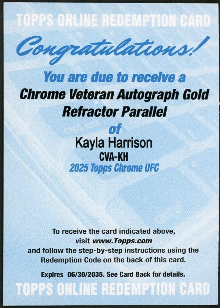 Kayla Harrison 2025 Topps Chrome UFC Chrome Veteran Autographs #CVA-KH Superfractor