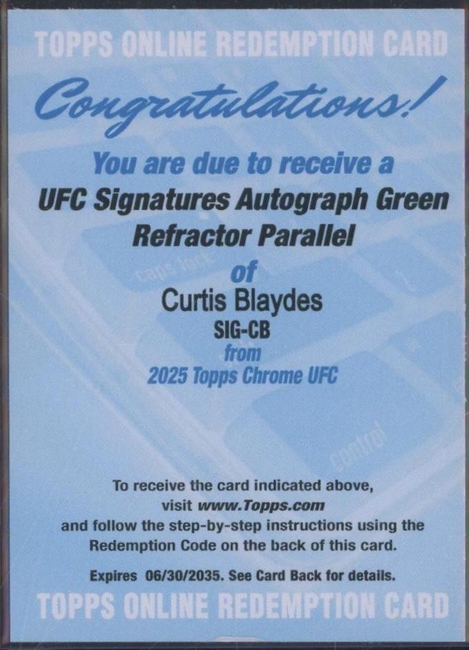 Curtis Blaydes 2025 Topps Chrome UFC UFC Signatures #SIG-CB Green Refractor