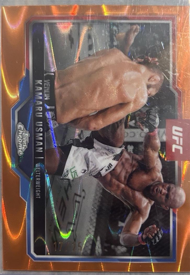 Kamaru Usman 2025 Topps Chrome UFC Base #27 Orange Refractor