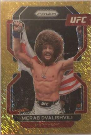 Merab Dvalishvili 2022 Panini Prizm UFC Base #198 Gold Shimmer