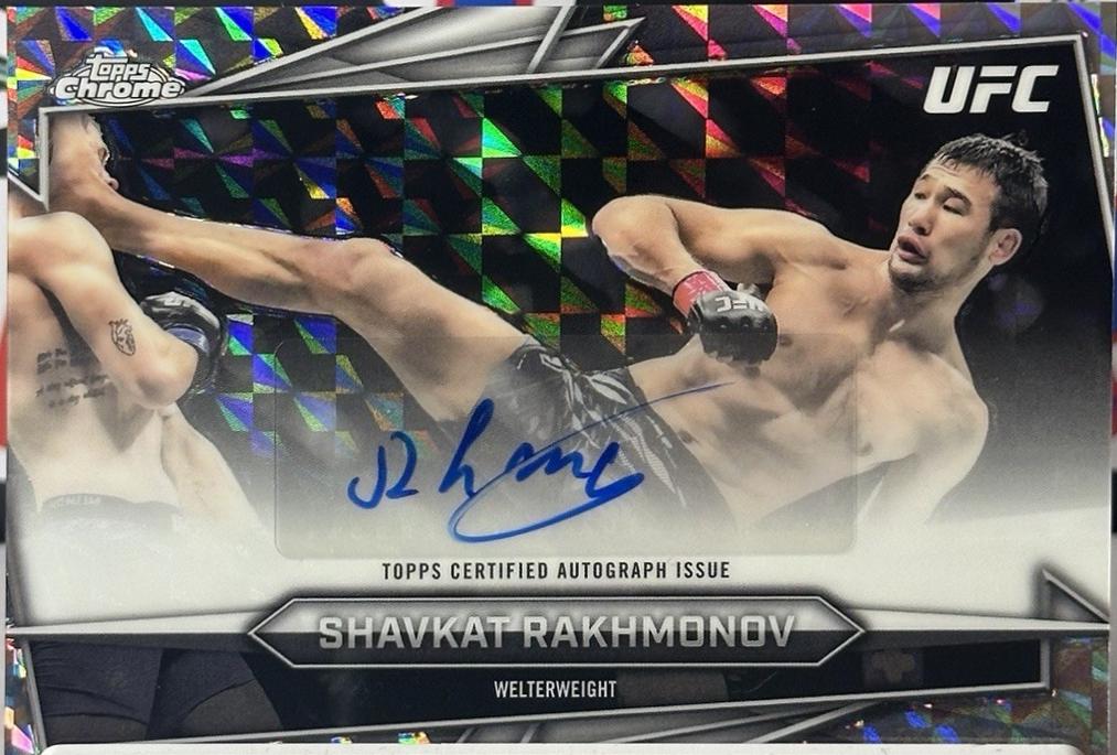 Shavkat Rakhmonov 2026 Topps Chrome UFC Base Autographs #BAV-SR Geometric Refractor