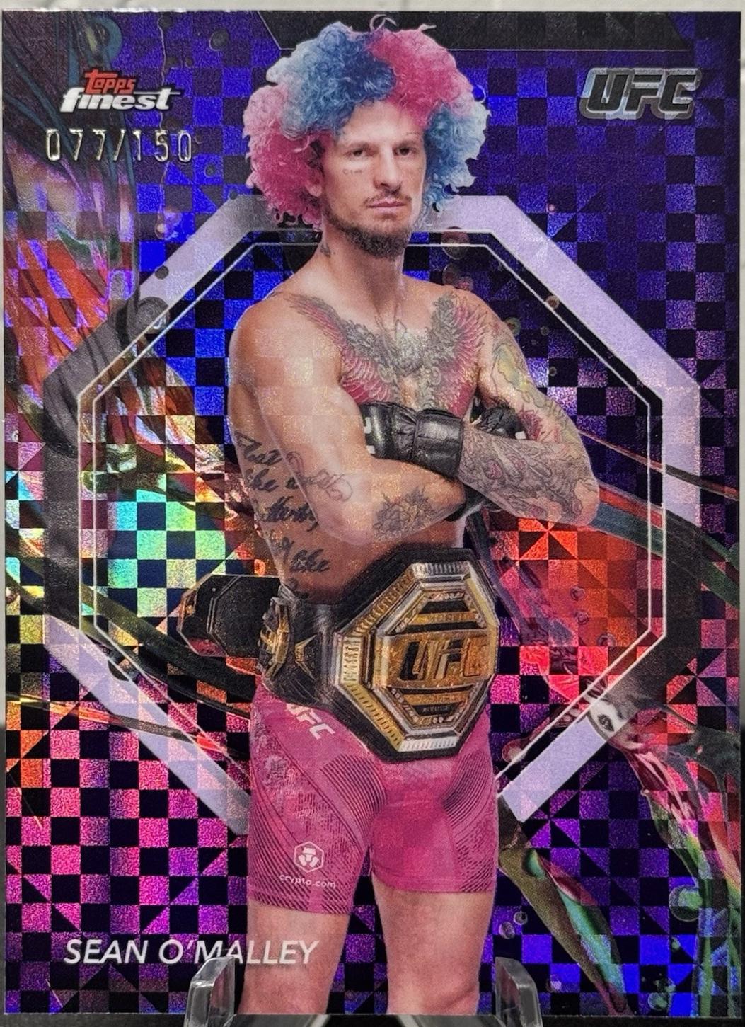 Sean O'Malley 2024 Topps Finest UFC Base Common #40 Purple Checkerboard Refractor