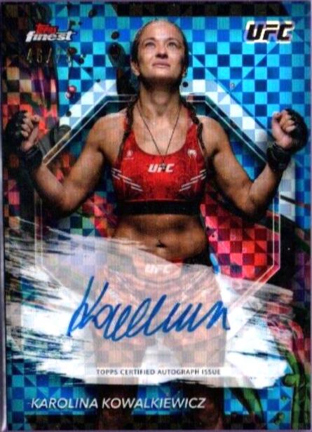 Karolina Kowalkiewicz 2024 Topps Finest UFC Finest Autographs #FA-KKZ Blue Checkerboard Refractor