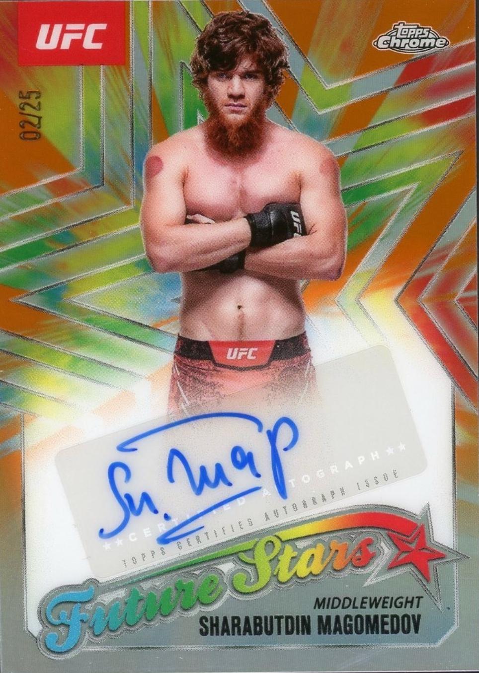 Shara Magomedov 2025 Topps Chrome UFC Future Stars Autographs #FSA-SM Orange Refractor