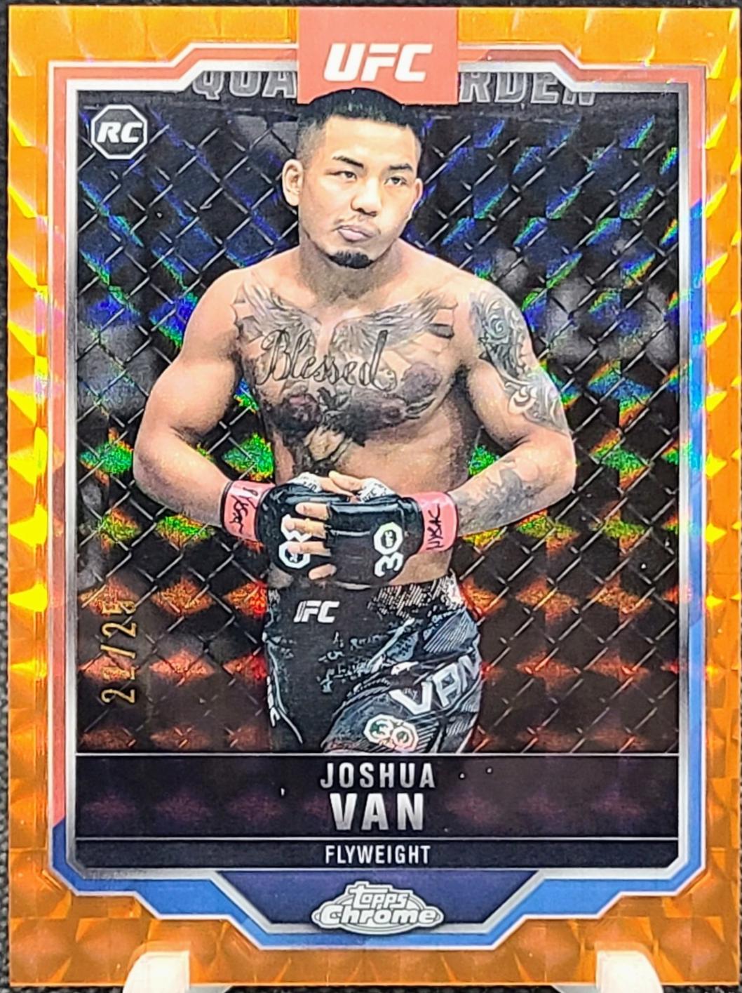 Joshua Van 2025 Topps Chrome UFC Base #136 Orange Geometric Refractor