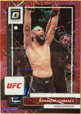 Khamzat Chimaev 2023 Panini Donruss Optic UFC Base #33 Pink Velocity