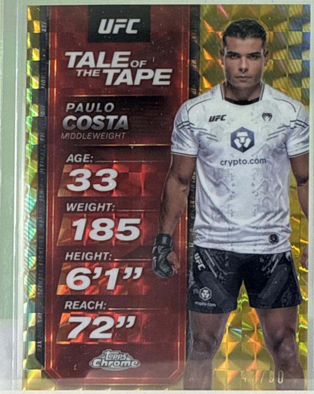 Paulo Costa 2025 Topps Chrome UFC Tale of the Tape #TTT-3 Geometric Gold Refractor