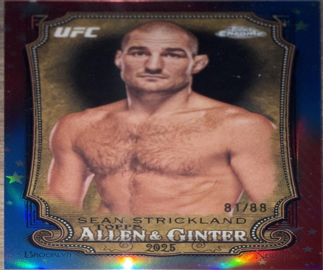 Sean Strickland 2025 Topps Chrome UFC Allen & Ginter #AAG-16 Red White Blue Refractor