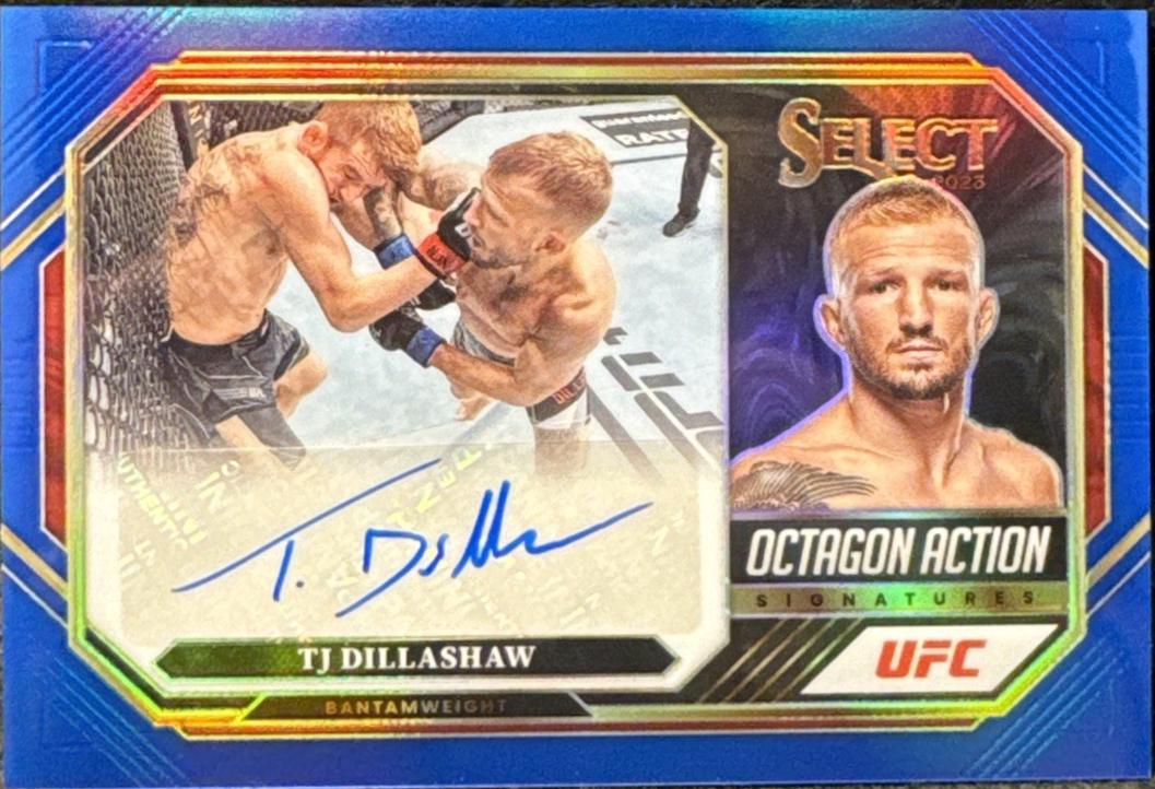 TJ Dillashaw 2023 Panini Select UFC Octagon Action Signatures #35 Blue