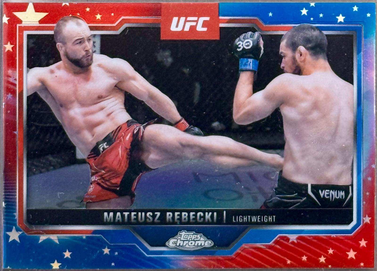Mateusz Rębecki 2025 Topps Chrome UFC Base #61 Red & Blue Refractor