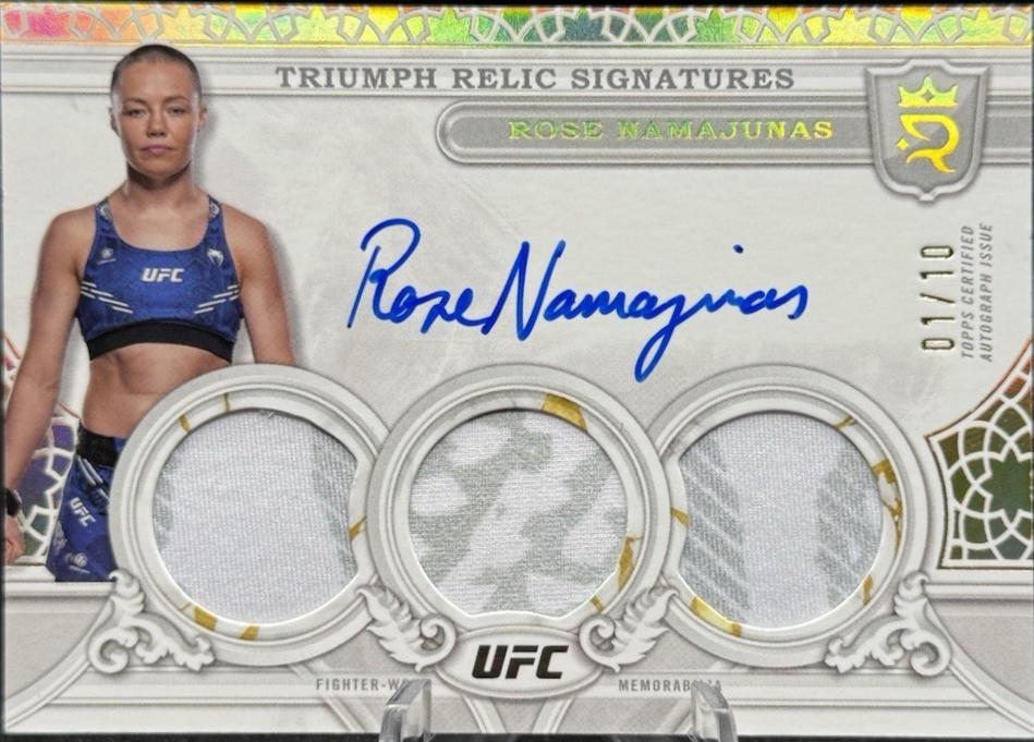 Rose Namajunas 2024 Topps Royalty UFC Triumph Relic Signatures #TRS-RNS Gold