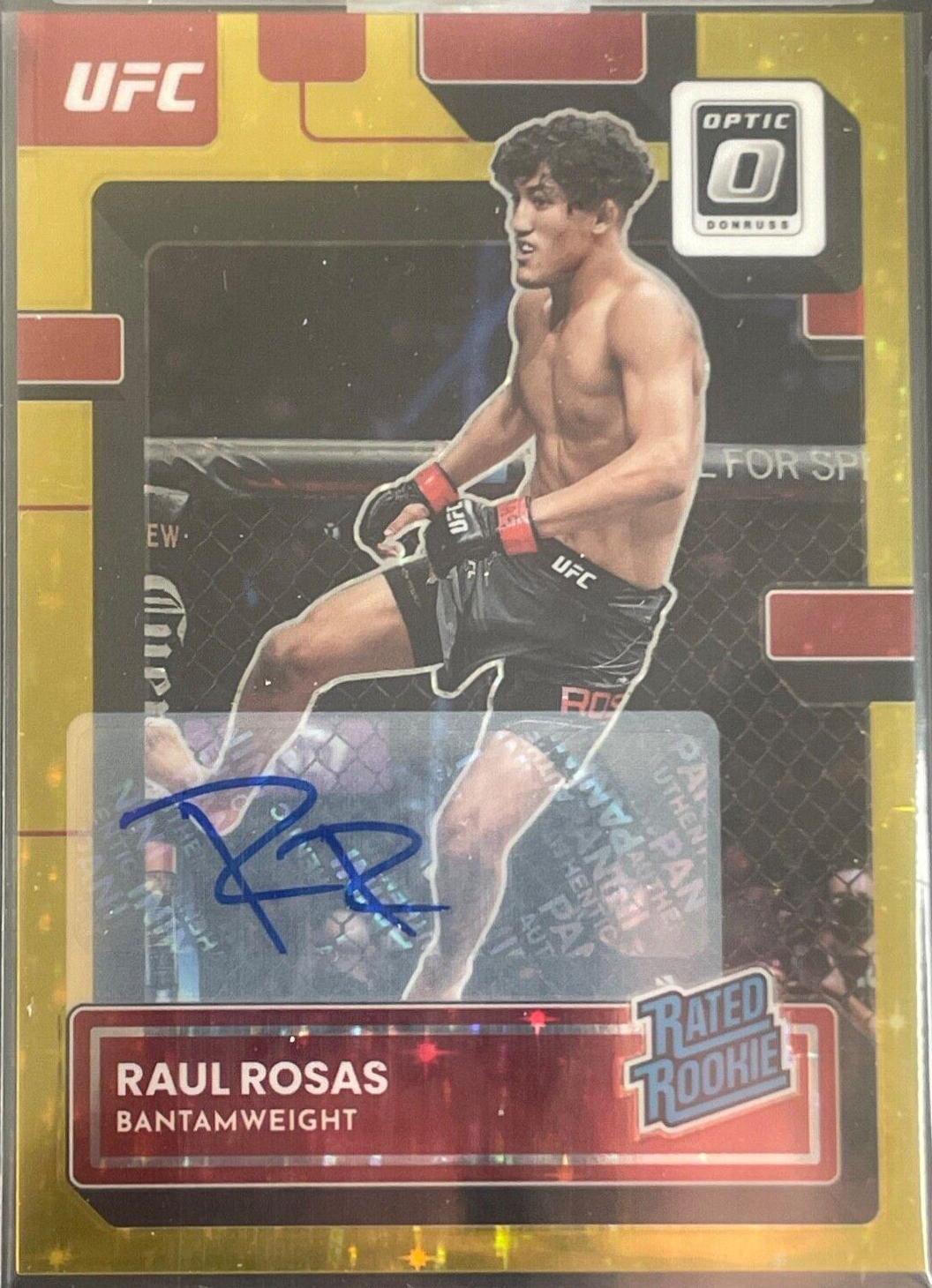 Raul Rosas 2023 Panini Donruss Optic UFC Base Rated Rookies Signatures #115 Gold Vinyl