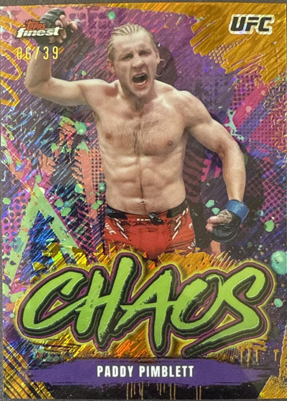 Paddy Pimblett 2024 Topps Finest UFC Chaos #CHA-2 Gold Shimmer Refractor