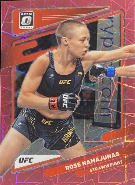 Rose Namajunas 2022 Panini Donruss Optic UFC Base #90 Pink Velocity