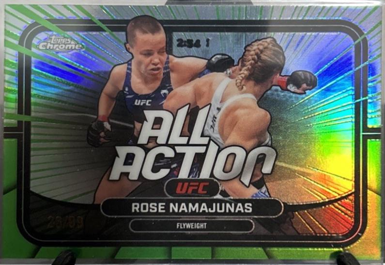 Rose Namajunas 2026 Topps Chrome UFC All-Action #AA-13 Green Refractor