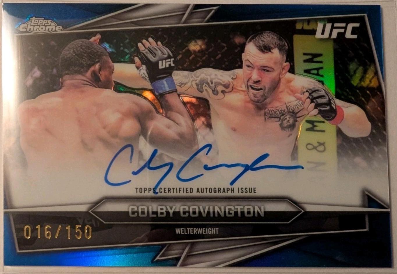 Colby Covington 2026 Topps Chrome UFC Base Autographs #BAV-CC Blue Refractor