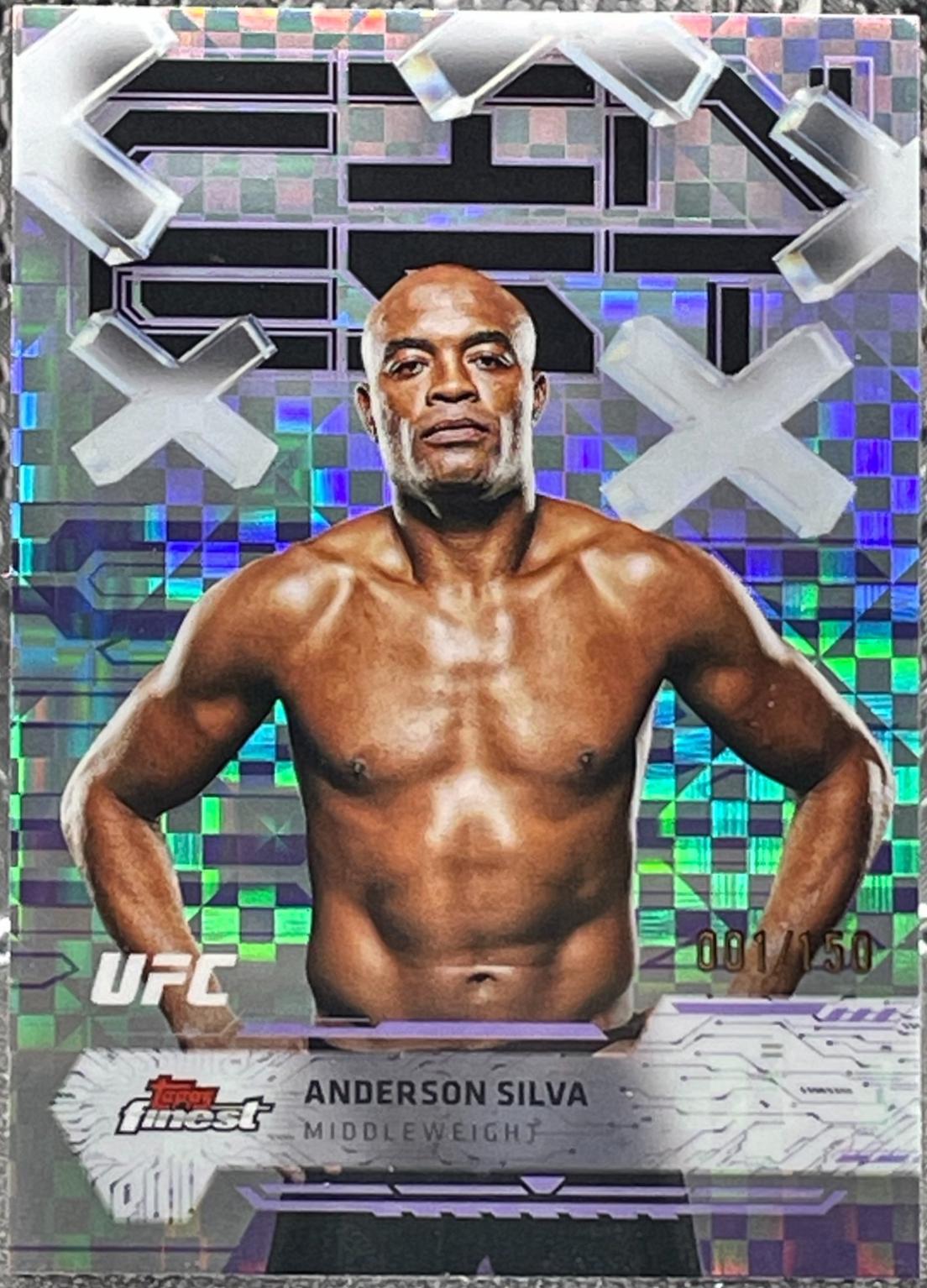 Anderson Silva 2025 Topps Finest UFC Base Common #59 Purple Checkerboard Refractor
