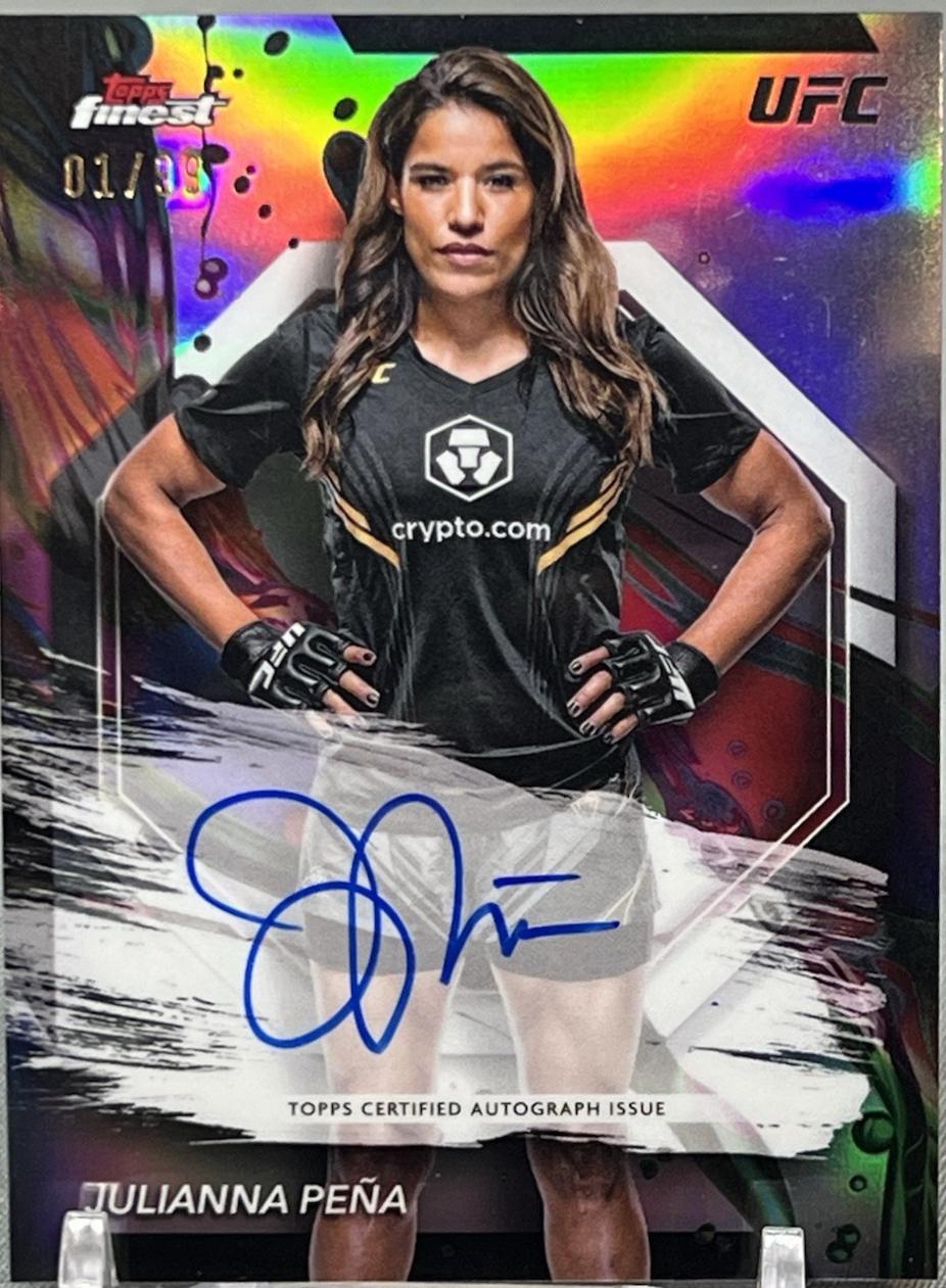 Julianna Peña 2024 Topps Finest UFC Finest Autographs #FA-JPA Refractor