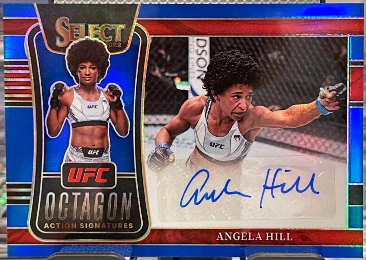 Angela Hill 2022 Panini Select UFC Octagon Action Signatures #36 Blue