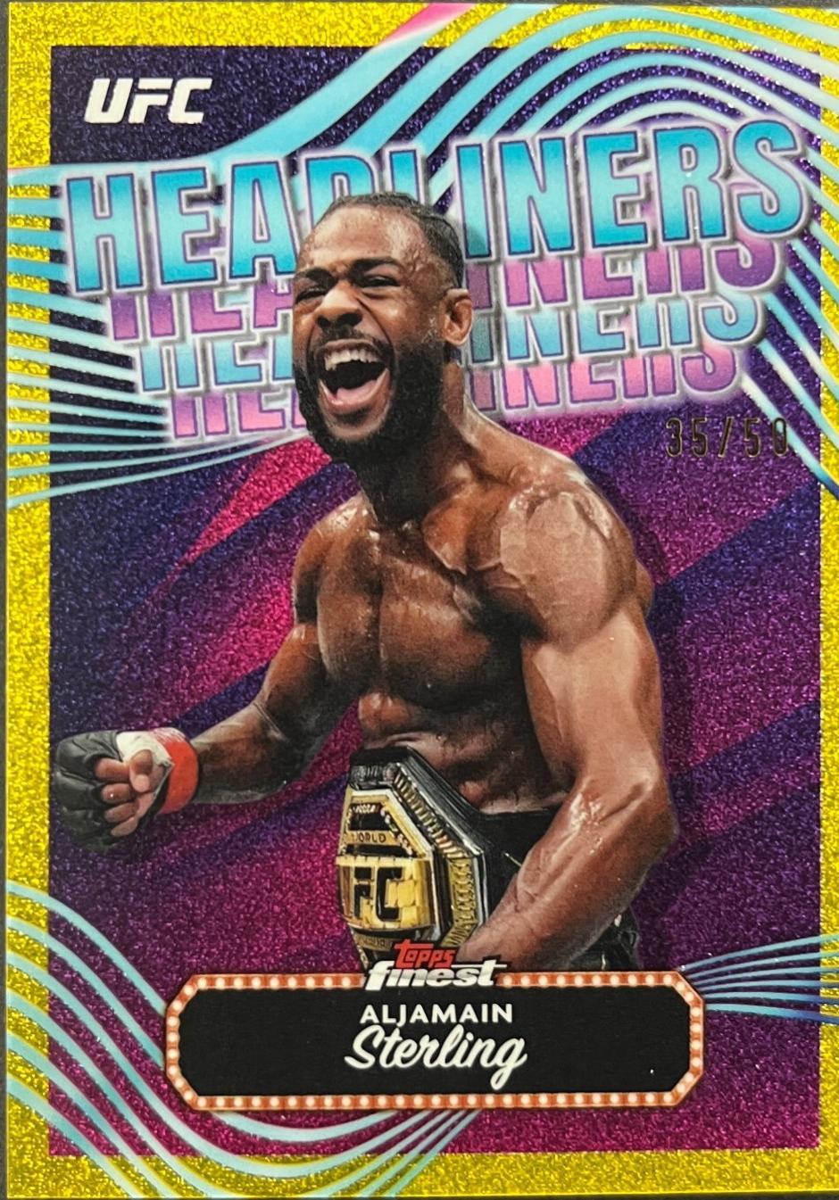 Aljamain Sterling 2024 Topps Finest UFC Headliners #HDL-1 Gold Refractor