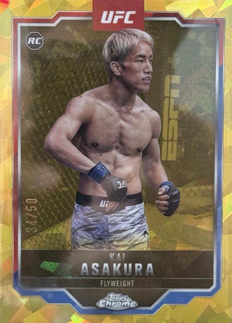 Kai Asakura 2025 Topps Chrome Sapphire UFC Base Sapphire #161 Gold Sapphire