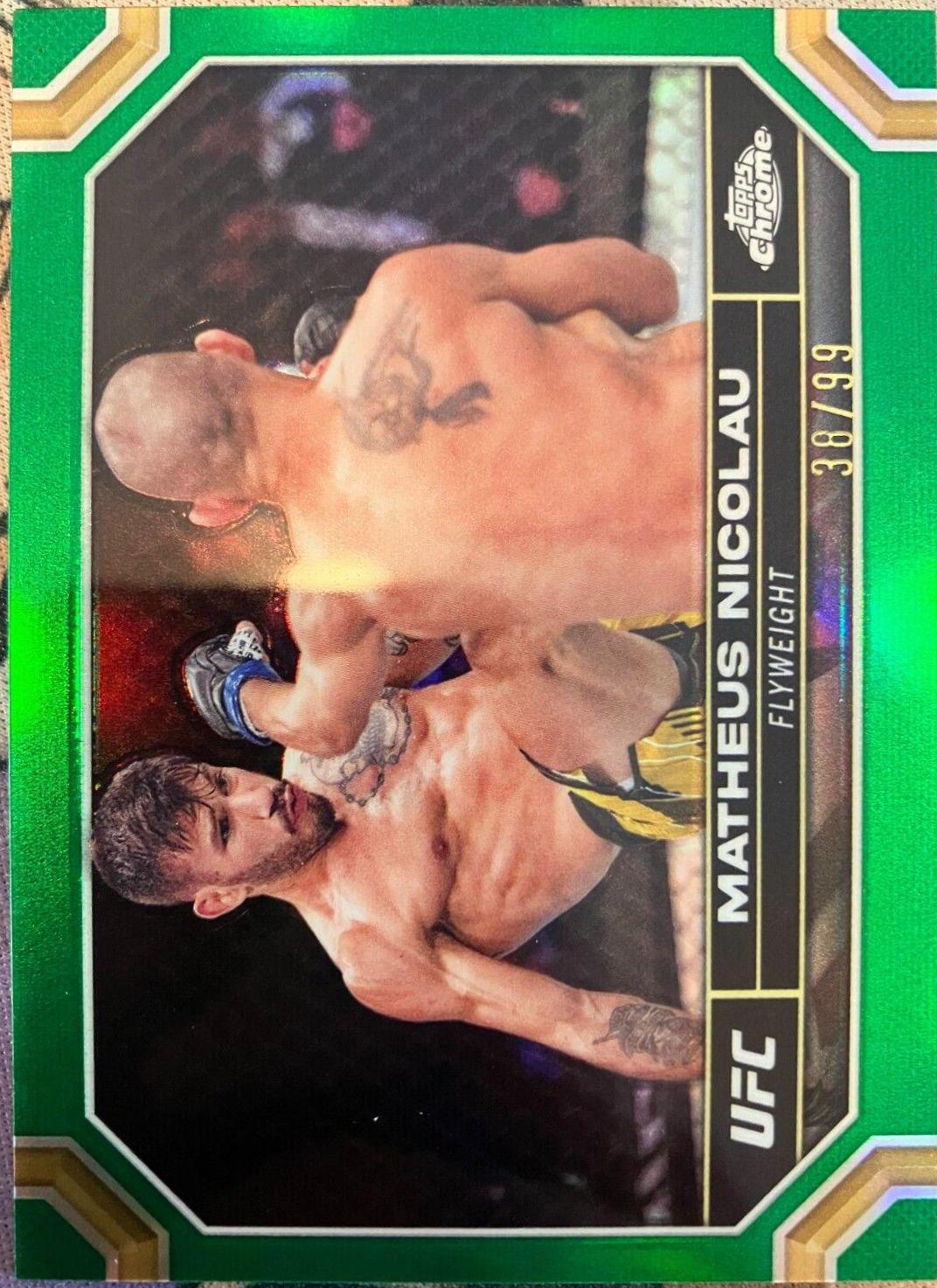 Matheus Nicolau 2024 Topps Chrome UFC Base #128 Green Refractor