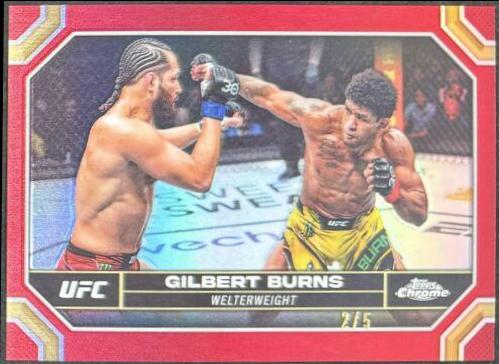 Gilbert Burns 2024 Topps Chrome UFC Base #70 Red Refractor