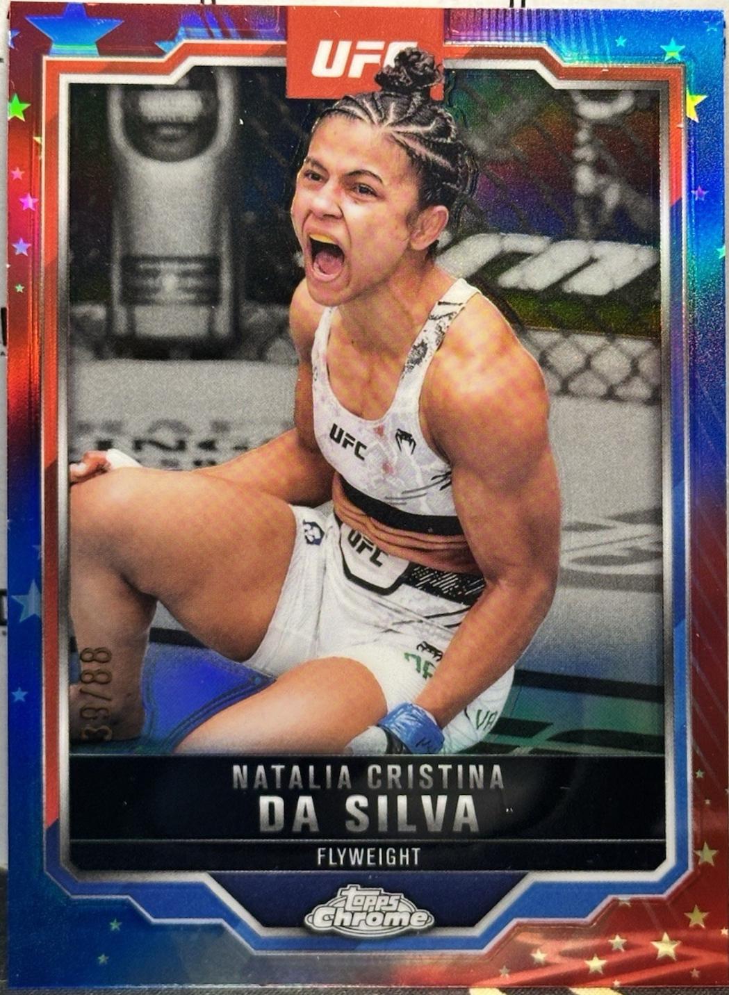 Natalia Silva 2025 Topps Chrome UFC Base #82 Red White Blue Refractor