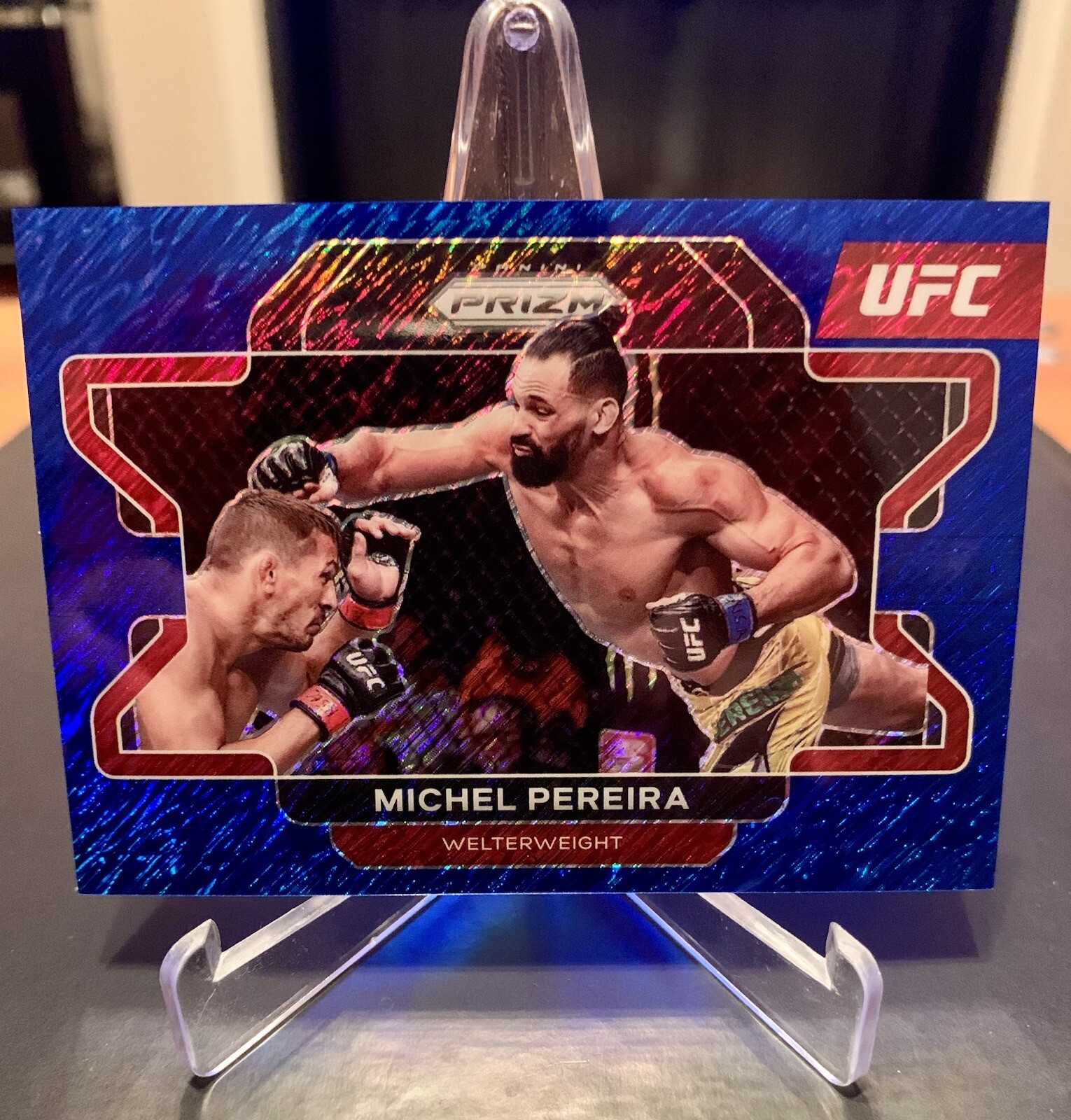 Michel Pereira 2022 Panini Prizm UFC Base #18 Blue Shimmer