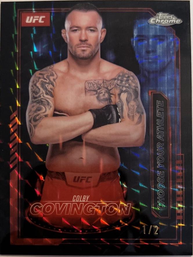 Colby Covington 2025 Topps Chrome UFC Mission Control #MCL-13 Geometric Black Refractor