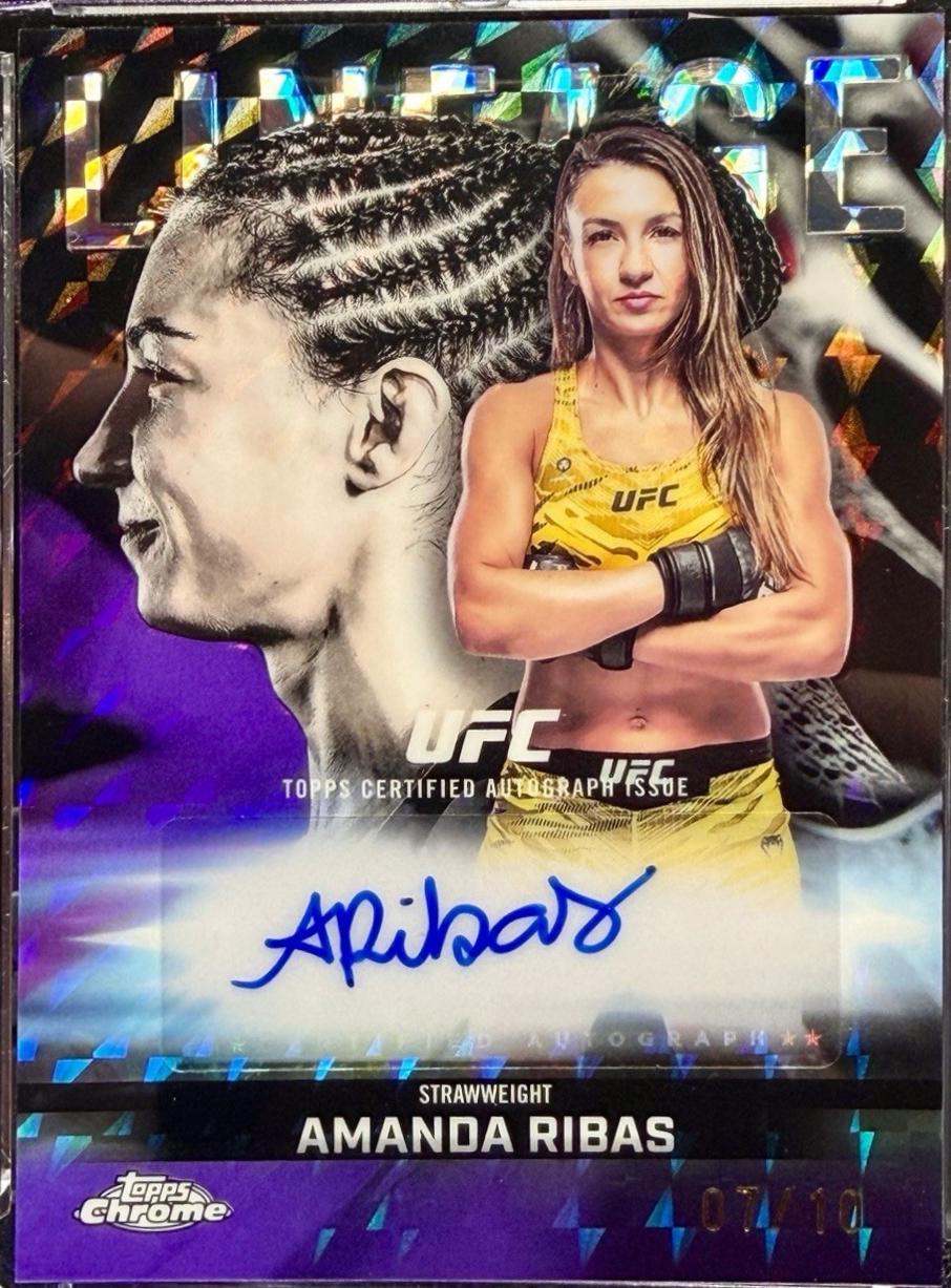Amanda Ribas 2026 Topps Chrome UFC Chrome Lineage Autographs #CCA-AR Purple Geometric Refractor