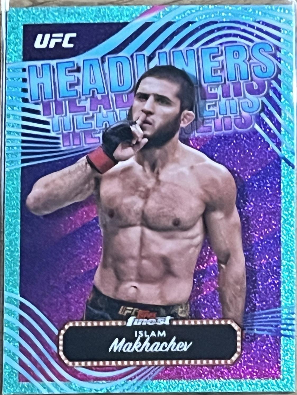 Islam Makhachev 2024 Topps Finest UFC Headliners #HDL-8 Aqua Glitter Refractor