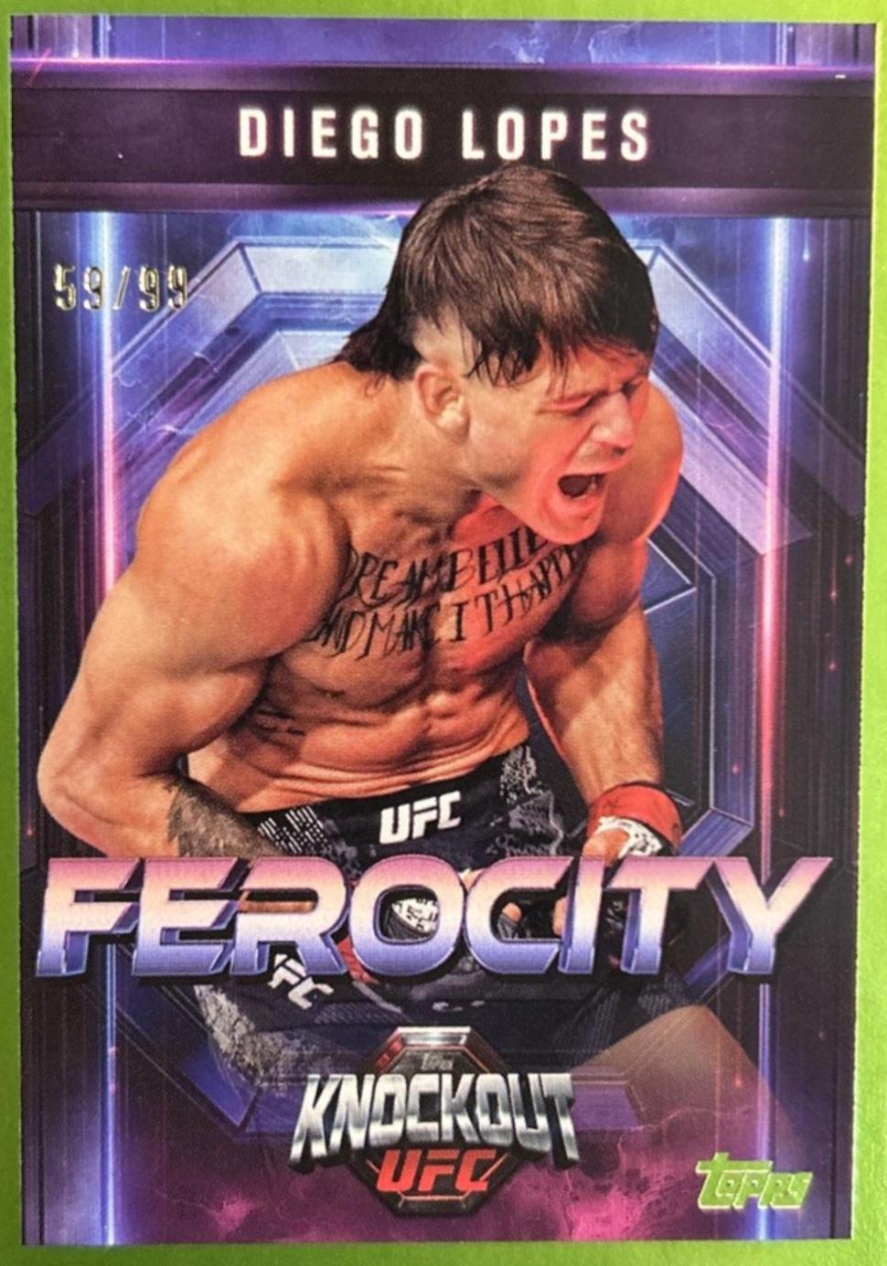 Diego Lopes 2025 Topps Knockout UFC Ferocity #FE-30 Lime Green