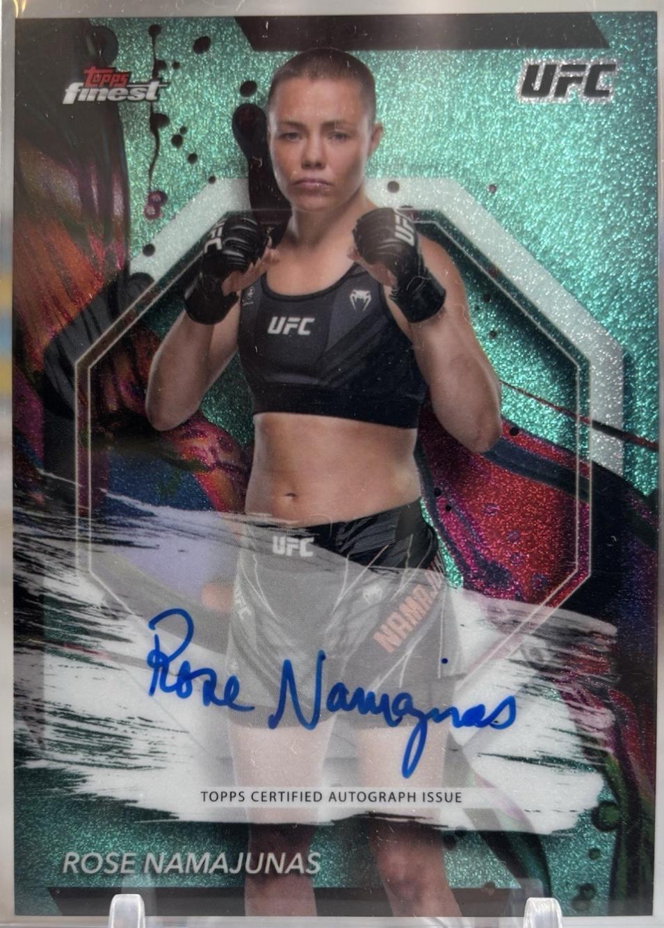 Rose Namajunas 2024 Topps Finest UFC Finest Autographs #FA-RNS Aqua Glitter Refractor