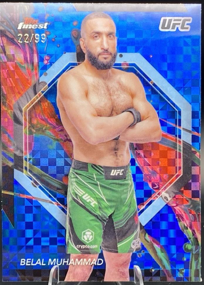 Belal Muhammad 2024 Topps Finest UFC Base Common #37 Blue Checkerboard Refractor