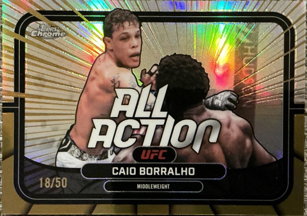 Caio Borralho 2026 Topps Chrome UFC All-Action #AA-46 Gold Refractor