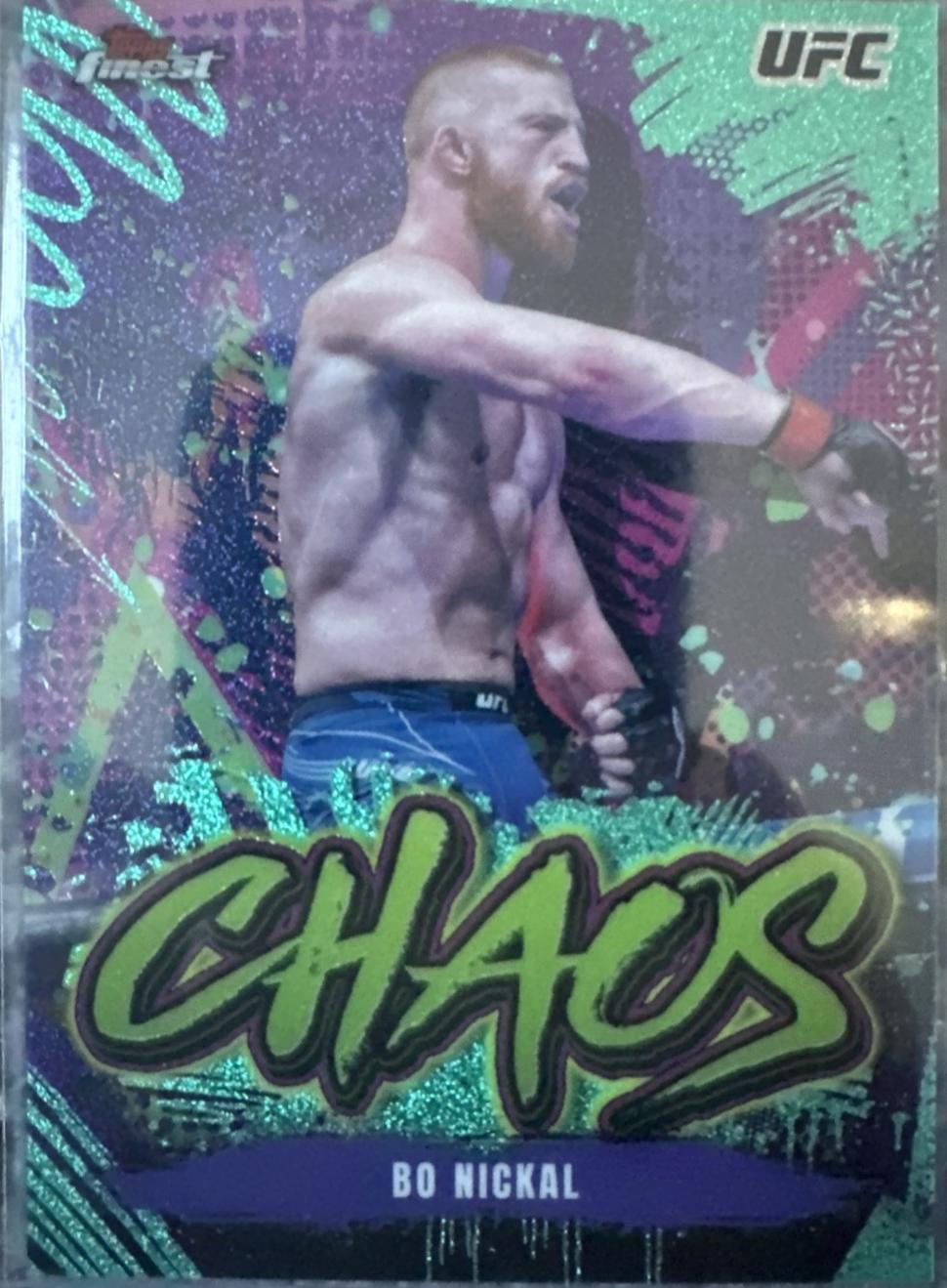 Bo Nickal 2024 Topps Finest UFC Chaos #CHA-13 Aqua Glitter Refractor