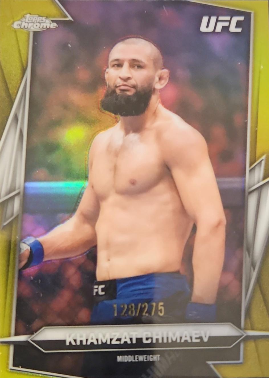 Khamzat Chimaev 2026 Topps Chrome UFC Base #125 Gold Refractor