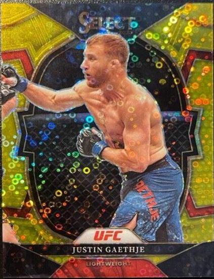 Justin Gaethje 2023 Panini Select UFC Octagonside #288 Gold Disco