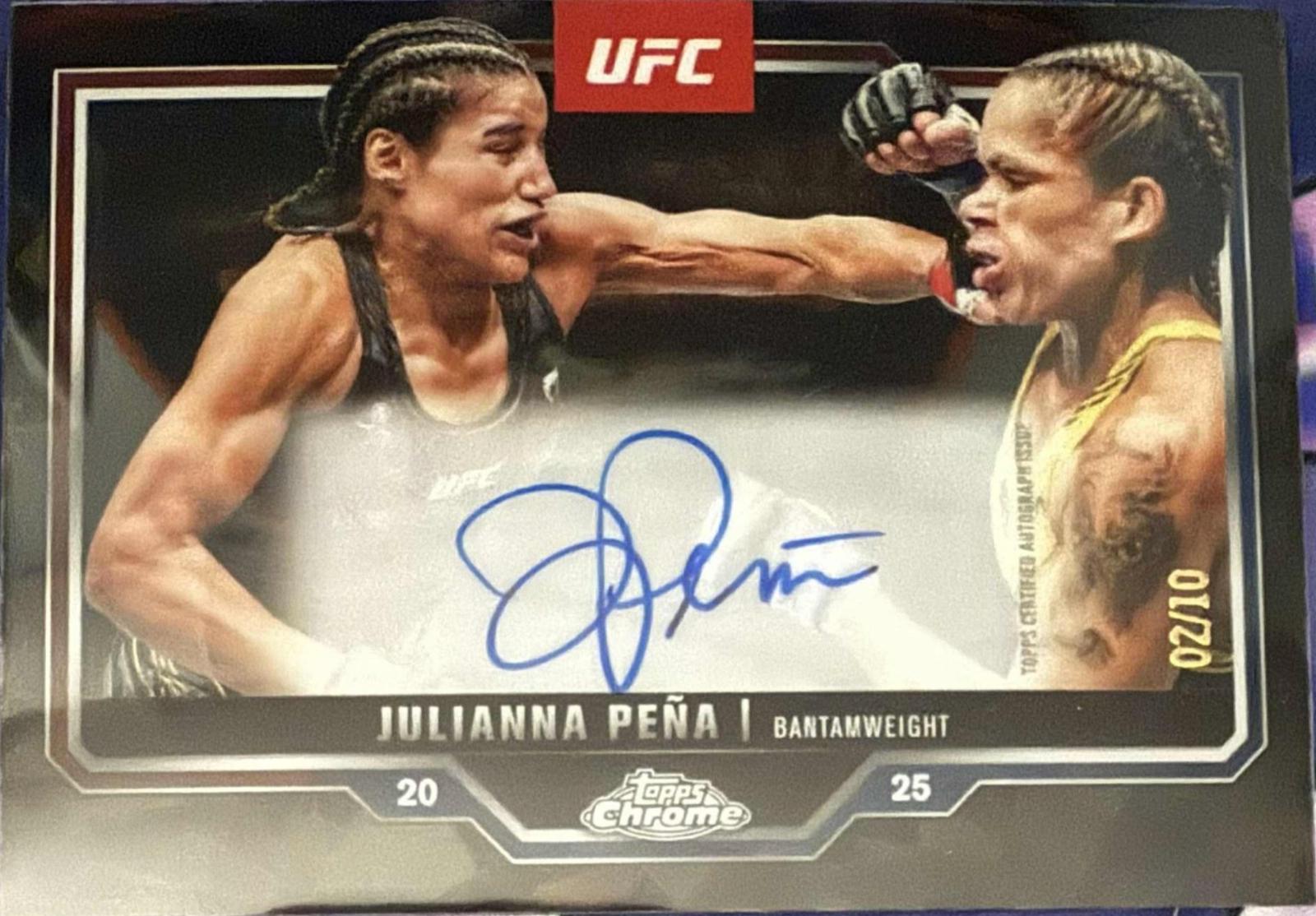 Julianna Peña 2025 Topps Chrome UFC Chrome Veteran Autographs #CVA-JU Black Refractor