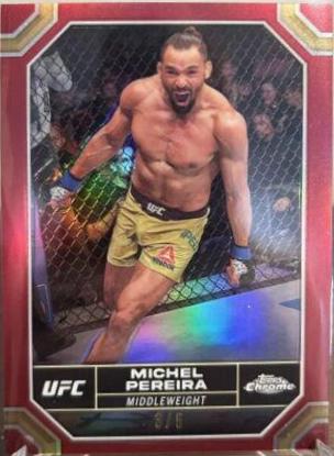 Michel Pereira 2024 Topps Chrome UFC Base #138 Red Refractor