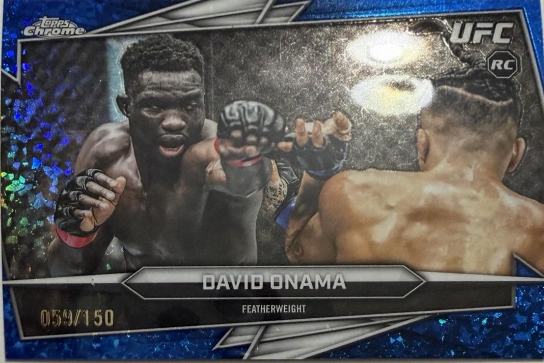 David Onama 2026 Topps Chrome UFC Base #148 Blue Refractor