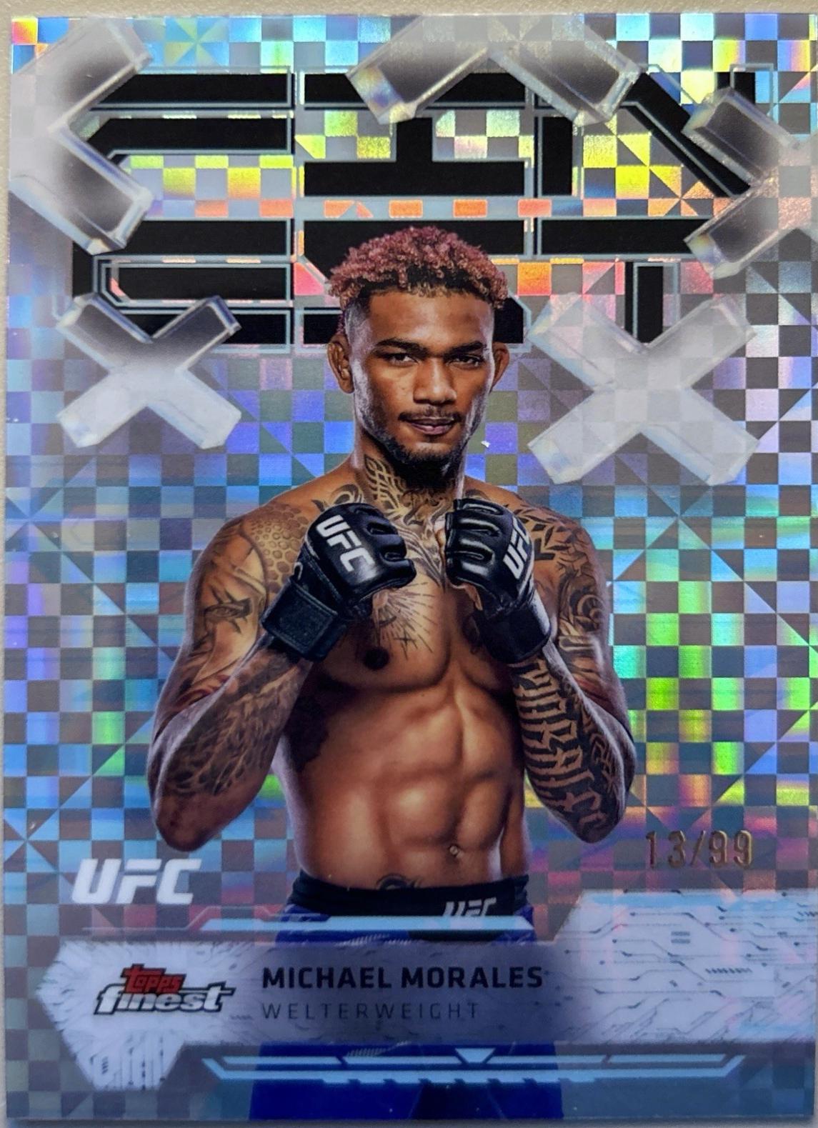 Michael Morales 2025 Topps Finest UFC Base Common #6 Blue Checkerboard Refractor
