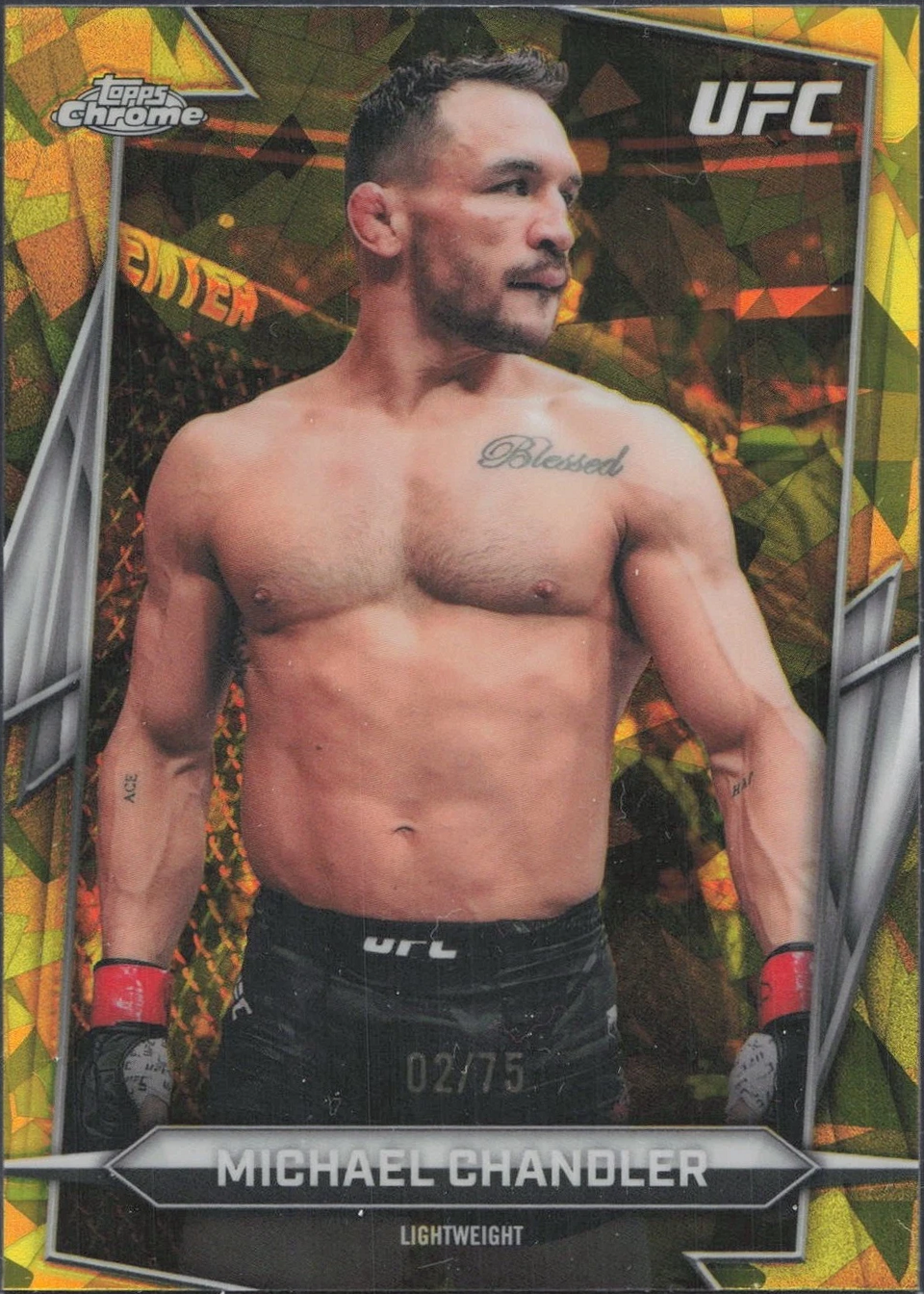 Michael Chandler 2026 Topps Chrome Sapphire UFC Base #159 Padparadscha Sapphire