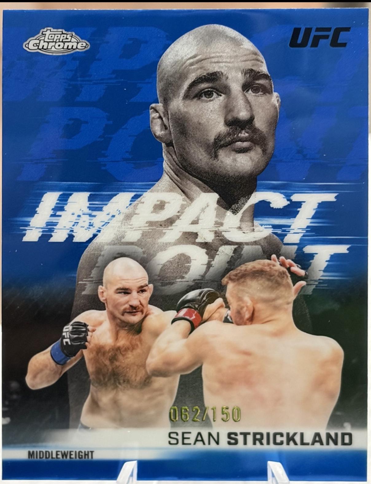 Sean Strickland 2026 Topps Chrome UFC Impact Point #IP-9 Blue Refractor