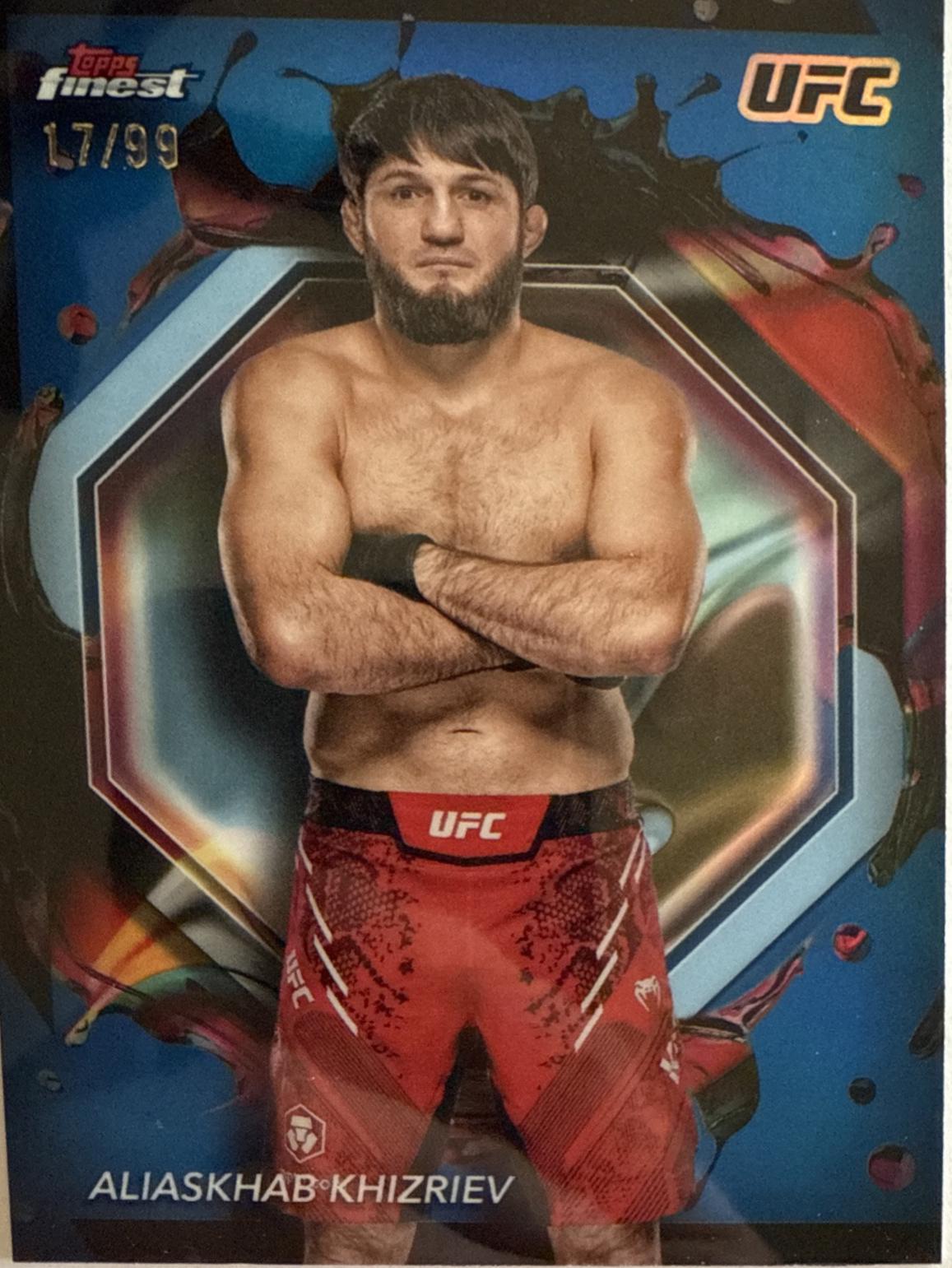 Aliaskhab Khizriev 2024 Topps Finest UFC Base Rare #247 Blue Refractor