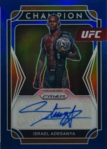 Israel Adesanya 2022 Panini Prizm UFC Champion Signatures #6 Blue