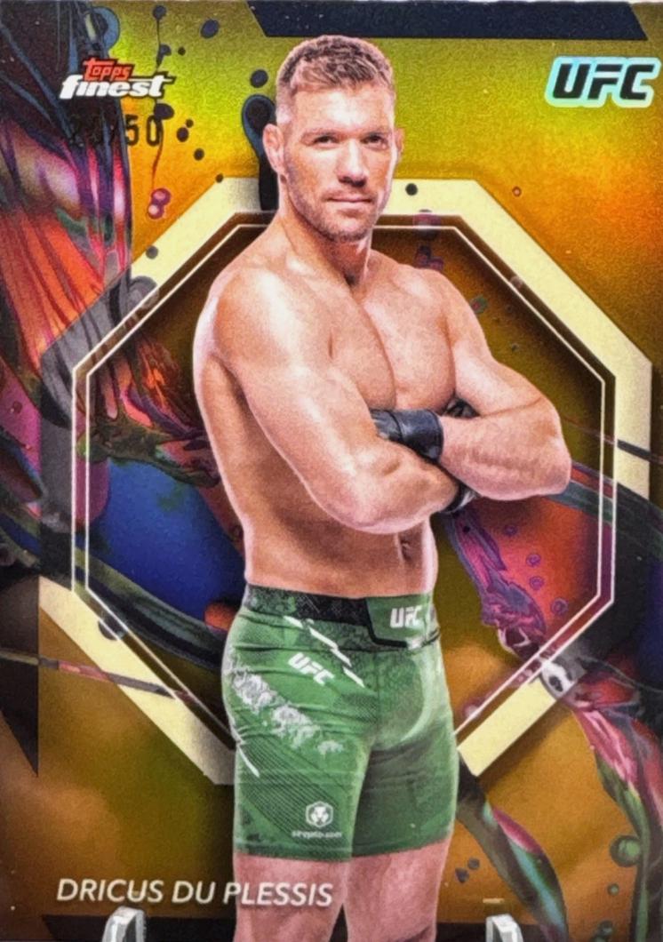 Dricus Du Plessis 2024 Topps Finest UFC Base Common #1 Gold Refractor