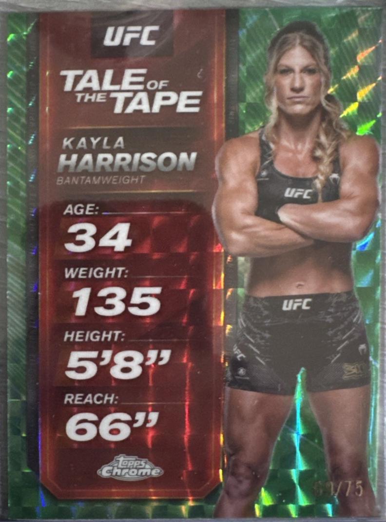 Kayla Harrison 2025 Topps Chrome UFC Tale of the Tape #TTT-7 Geometric Green Refractor